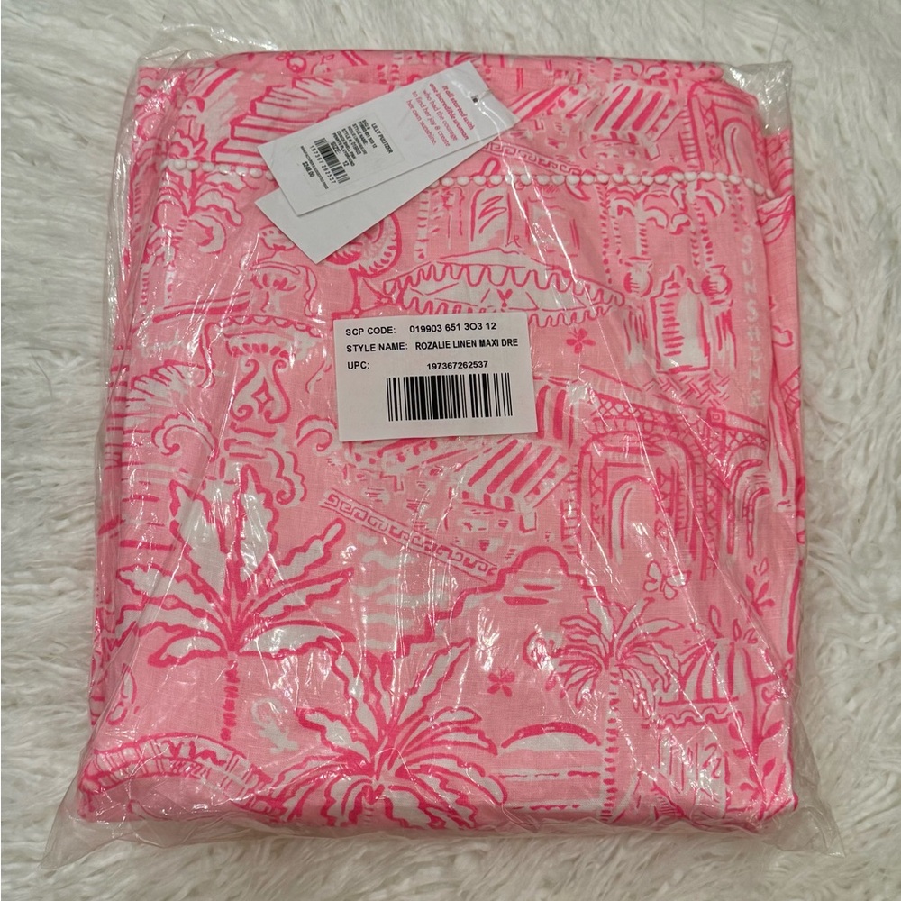 🆕 Lilly Pulitzer ROZALIE LINEN DRESS 👗 in “Conch Shell Pink” MSRP $248 NWT sz 12 - Picture 4 of 8